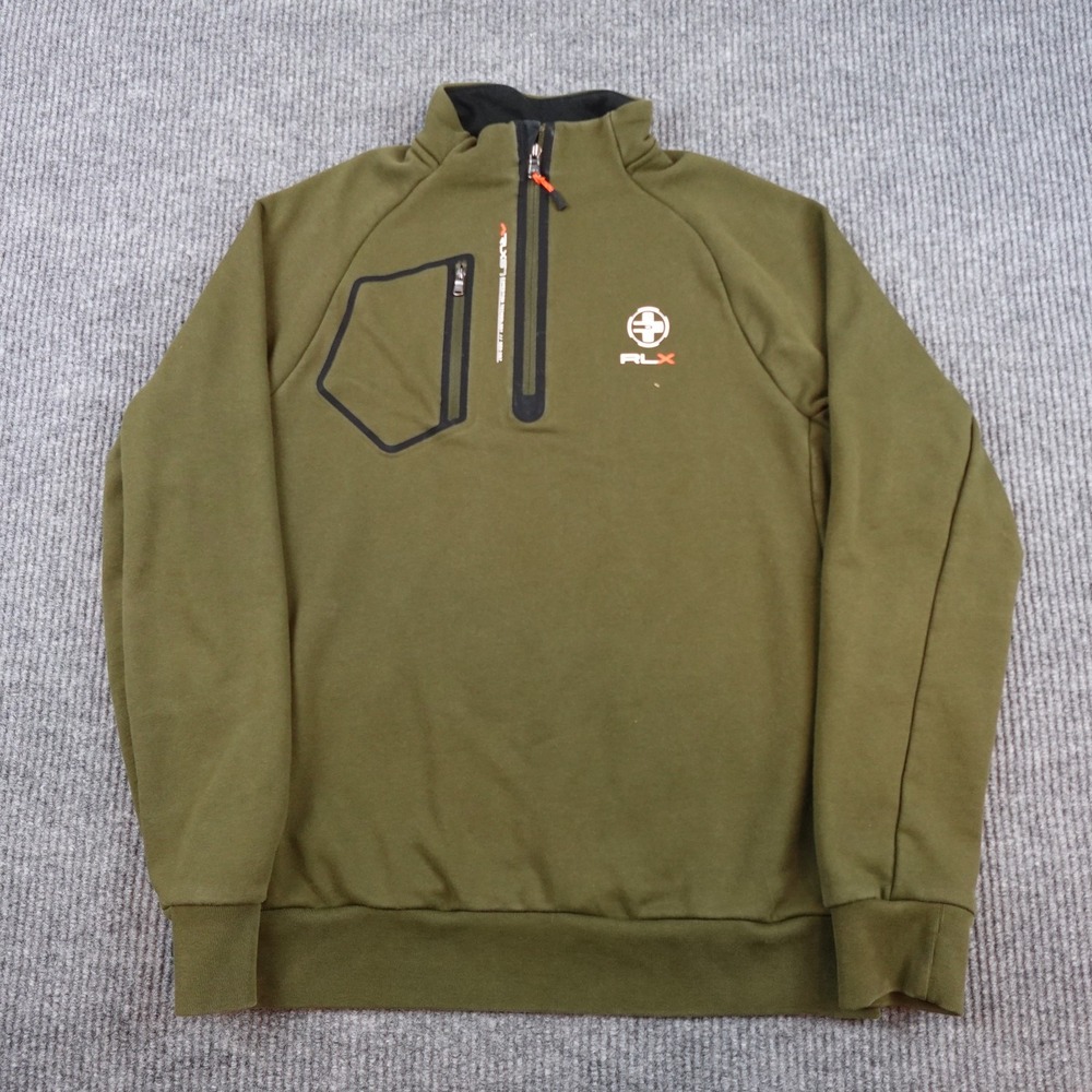 Ralph Lauren Sweatshirt Mens XL Green Fleece 1/4 Zip Mock Neck Pullover RLX